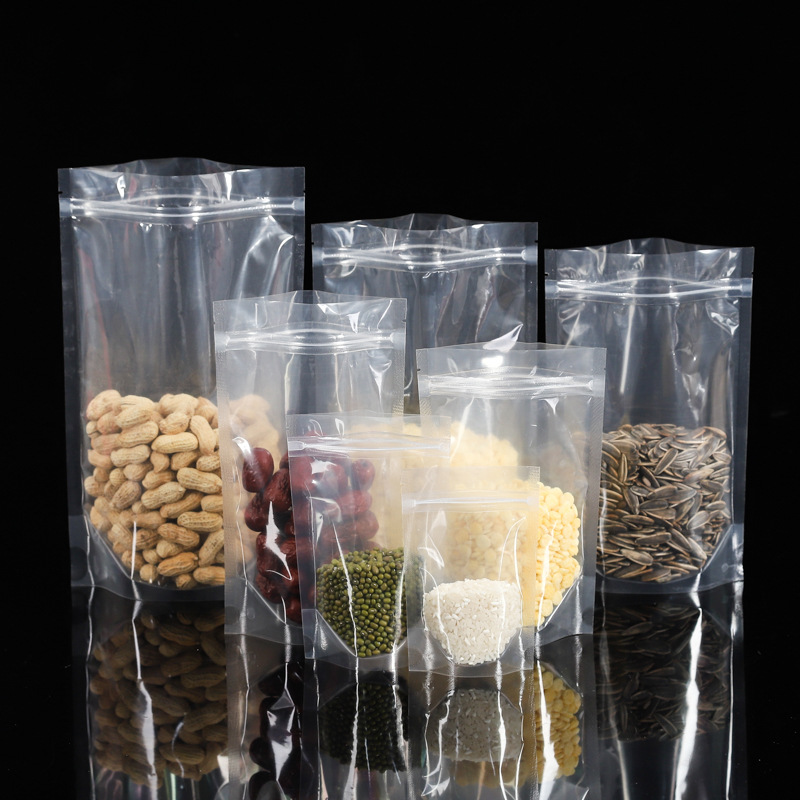 透明塑料五谷杂粮食品包装袋坚果炒货自立袋茶叶自封袋袋子 透明