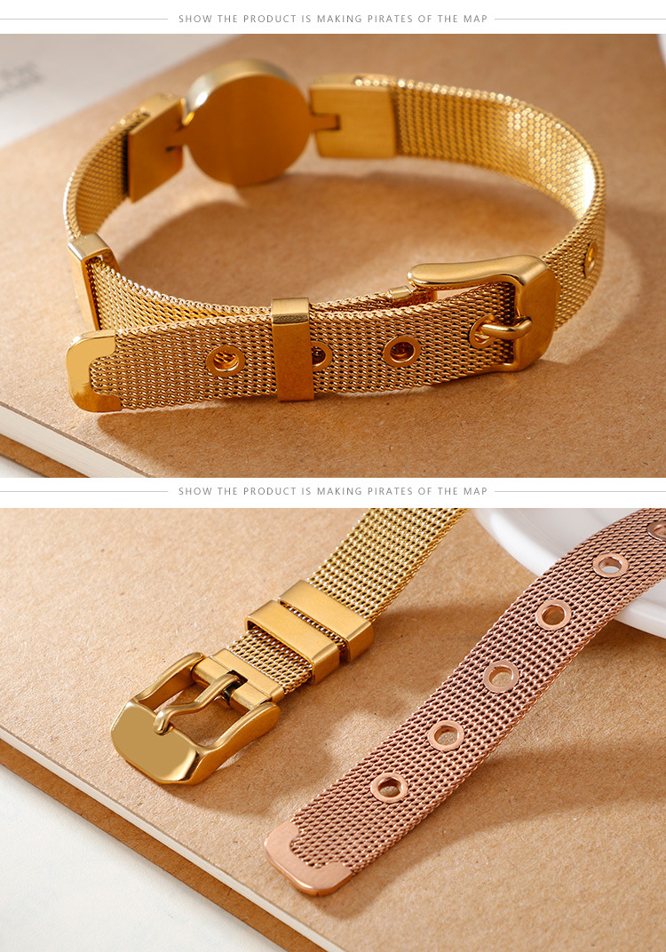 Gold, Silver Color Stainless Steel Korean Style Little Girl Shape Mesh Strap Bracelet Wholesale Jewelry Nihaojewelry