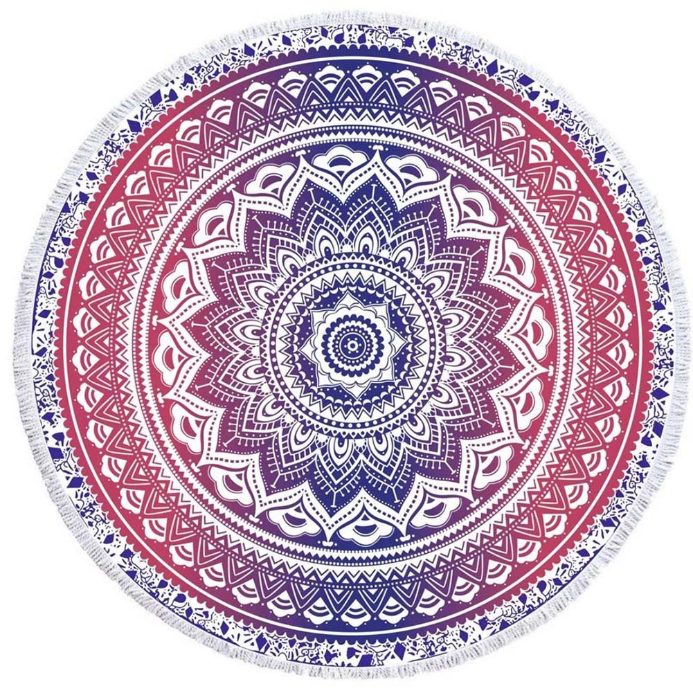 2 день мода волосы Мандала круглый печатных пляжное полотенце из микрофибры пляж Подушка 150 кисточкой края
