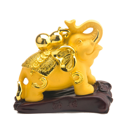Home Living Room Chinese Feng Shui Crafts Creative Ornaments Prosperous Wealth and Good Luck Elephant Resin Car Ornaments
