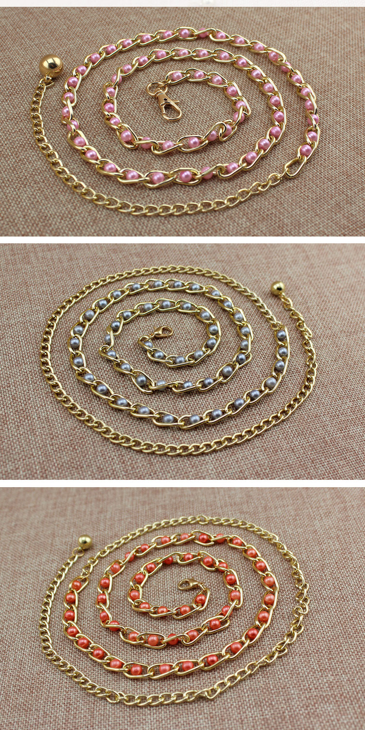 Damen-Frühlings- und Sommerkleid, verzierter Perlengürtel, vielseitiger Metallhaken, dünne Taillenkette, Geschenk_voghion.com