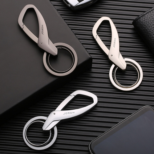 jobon China keychain new simple creative car key waist hanging double ring metal keychain pendant for men