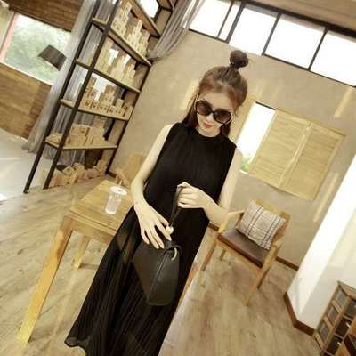 Pregnant women summer 2019 new pattern Mid length version Crimp longuette Sleeveless Chiffon Women dress goods in stock