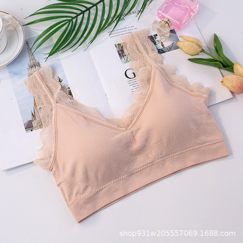 1613#Thick cup push-up chest-less rim-less sexy lace sling beautiful back tube top anti-exposure underwear