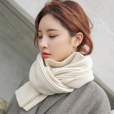 scarf Korean Edition Versatile have cash less than that is registered in the accounts scarf winter thickening Solid Wool knitting chic Japanese Bib