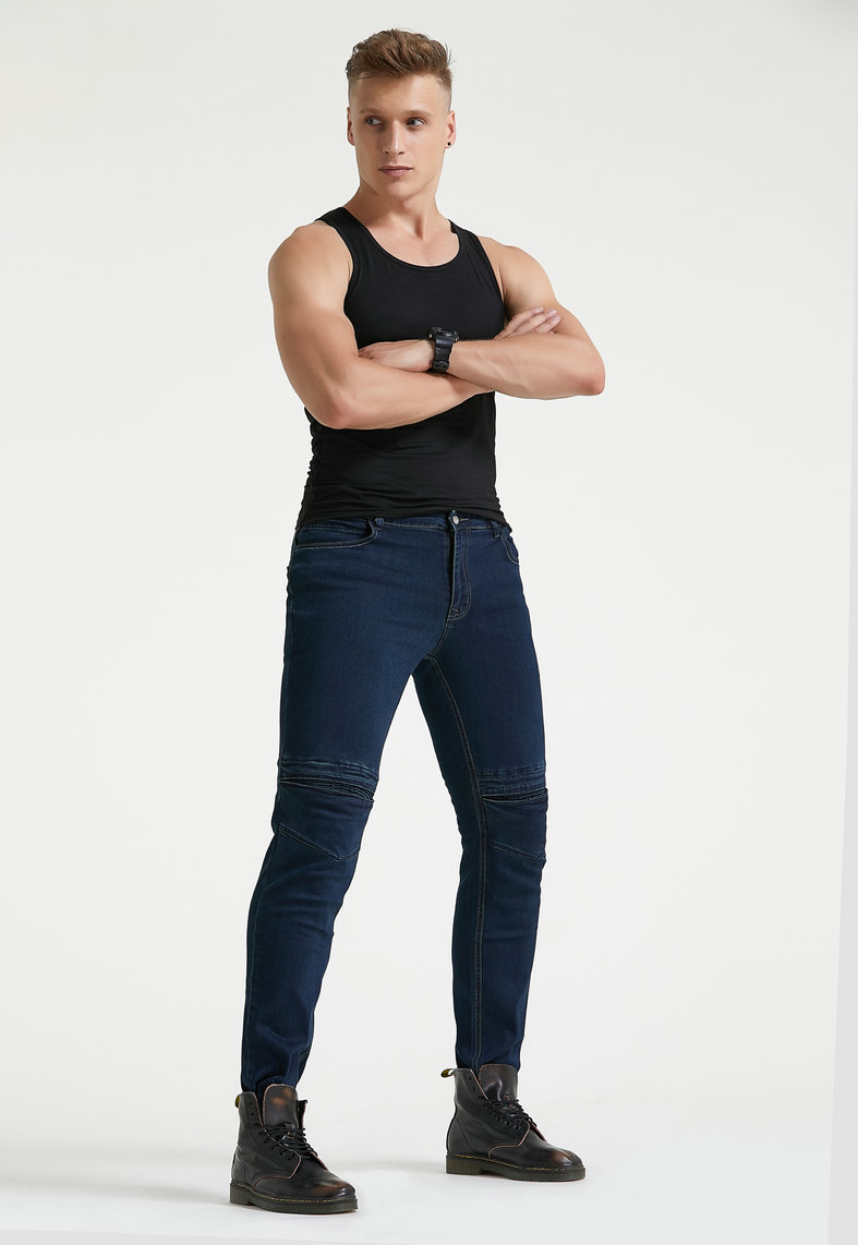 Loong biker motocicleta pantalones vaqueros resistentes a la caída de alta elástica protectora motocicleta pantalones casuales 114-10