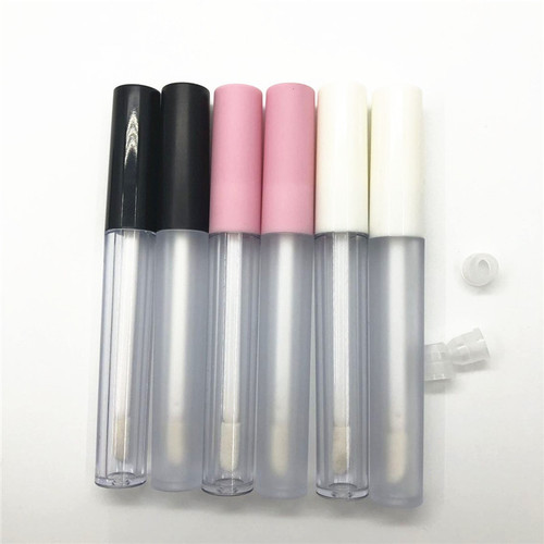2.5ml high-end frosted bright white cap round lip glaze refill bottle pink lip gloss bottle cross-border hot selling DIY injection tube