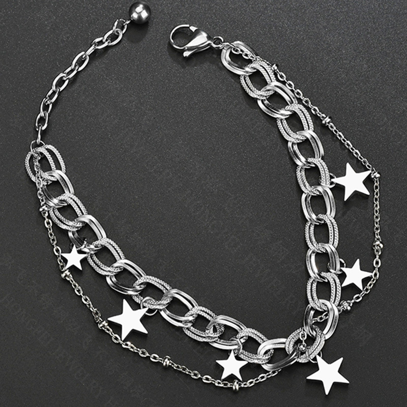 Pulsera De Acero De Titanio Estrella De Cinco Puntas Lisa Y Salvaje display picture 3