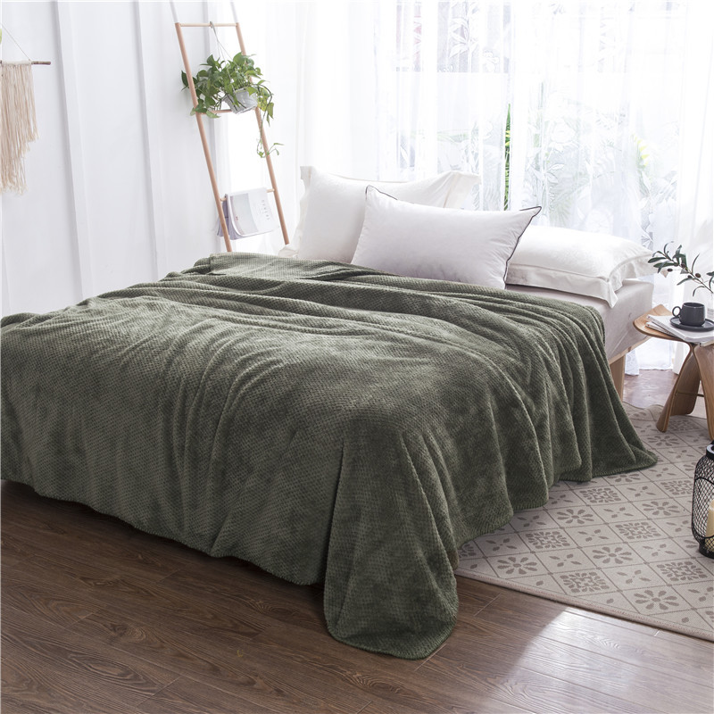 Japanese Mesh Coral Fleece Blanket Winter Solid Flannel Pineapple Plaid Blanket Towel Quilt Air Conditioning Blanket Small Throw Blanket