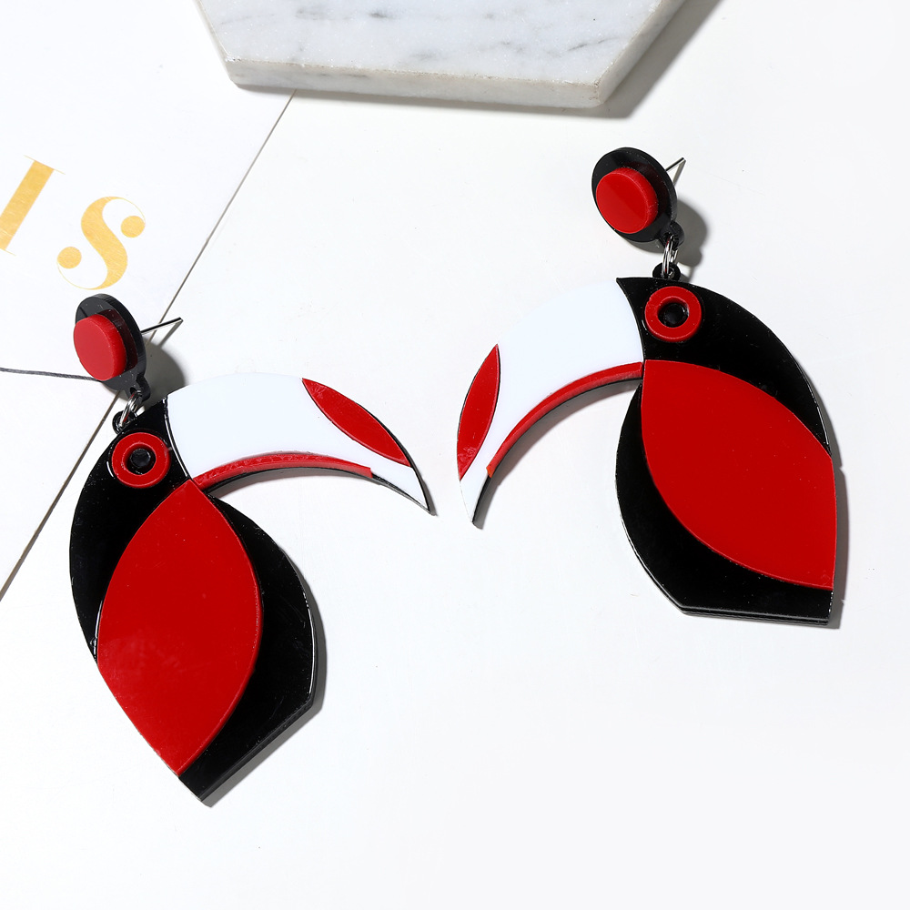 New Fashion Simple Exaggerated Acrylic Parrot Earrings Trend Earrings display picture 2