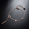 Golden ankle bracelet stainless steel, accessory, Korean style, pink gold, simple and elegant design, wholesale