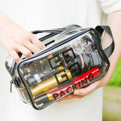 direct deal transparent Cosmetic capacity letter Cosmetic travel portable pvc Waterproof wash bag