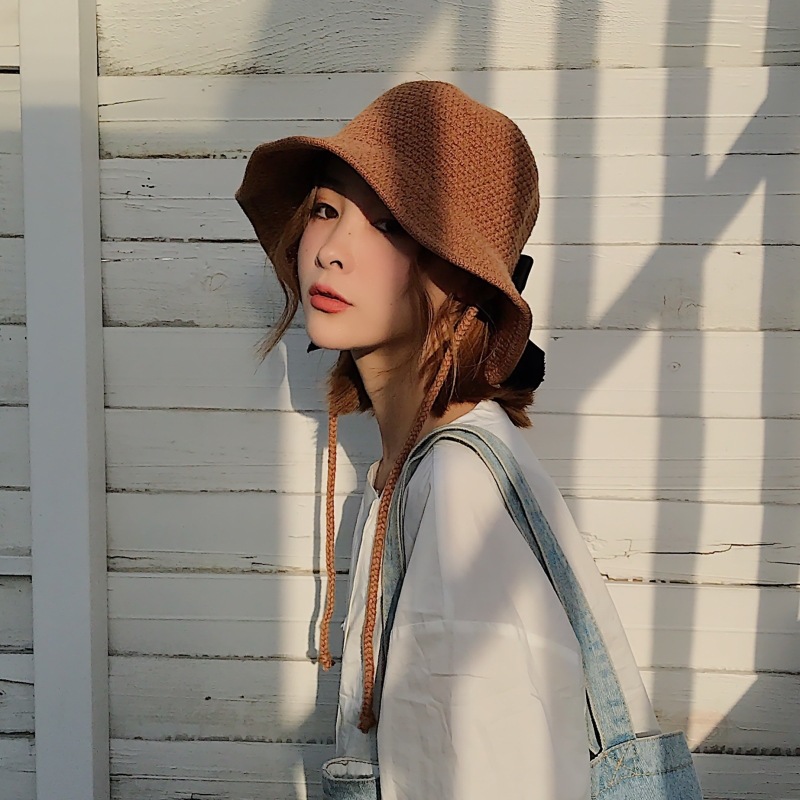 渔夫帽女日系文艺百搭ins韩版百搭软妹可爱学生毛线针织帽子冬