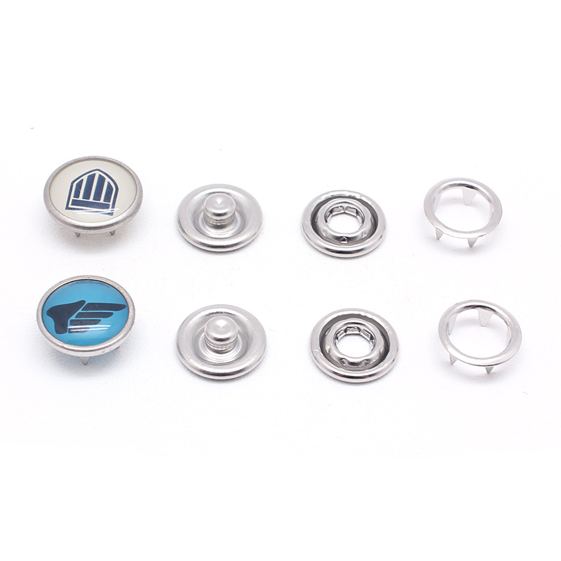 彩色logo五爪扣  厂家直销实心四合扣按扣珠光铜加厚圆面五爪扣