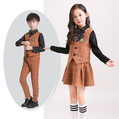 Kindergarten uniforms, spring and autumn clothing, children's college style vest suits, primary school uniforms, class uniforms, customized LOGE