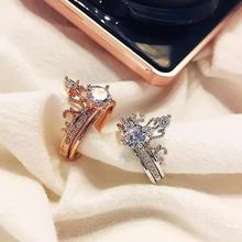 睿娜 抖音同款皇冠戒指女二合一网红魔戒日韩潮人指环关节开口戒