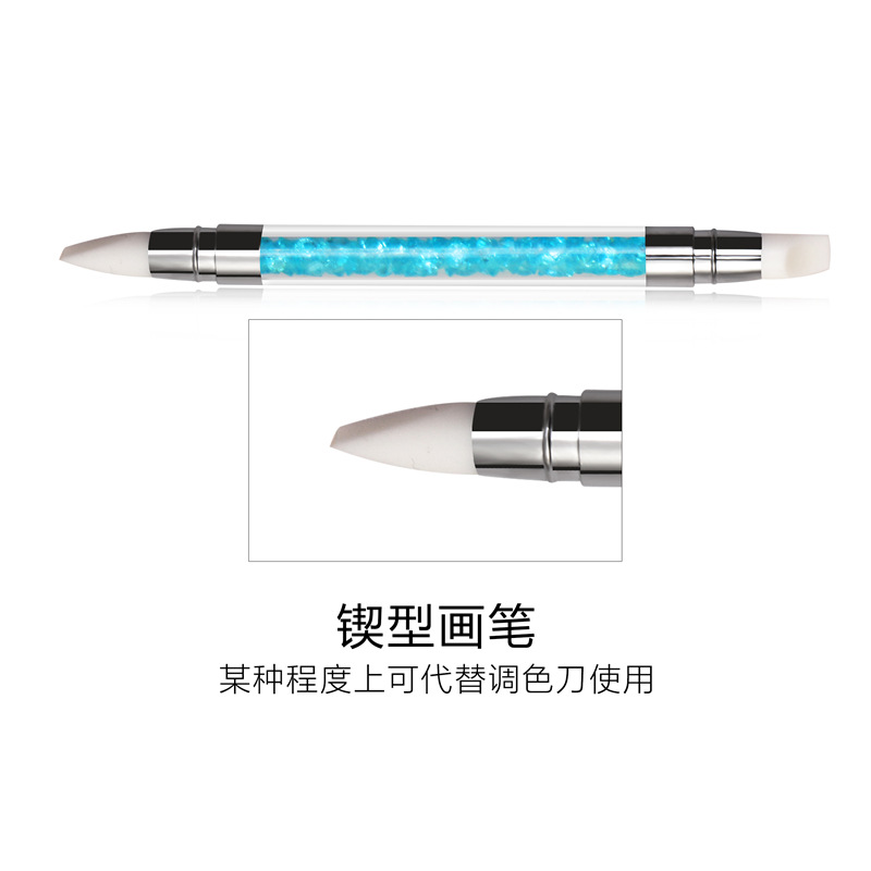 Nueva manicura pluma de silicona de doble cabeza hueco tallado en relieve pluma de cabeza de goma varilla de taladro de cristal super suave manicura pluma de silicona