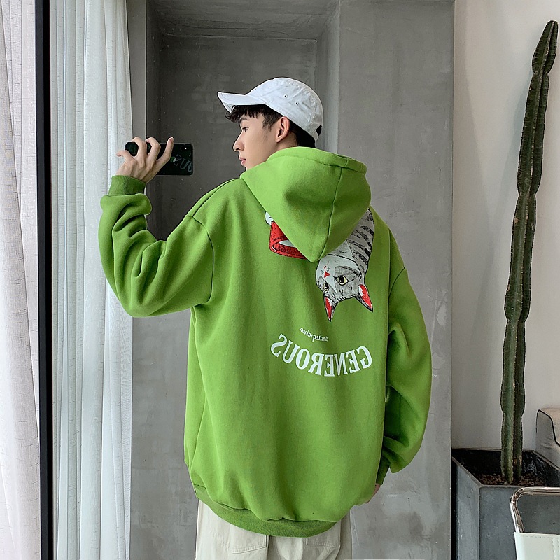 2019 New winter ins Plush Hooded Sweater men and women Couples dress Korean Edition Student tide Versatile coat