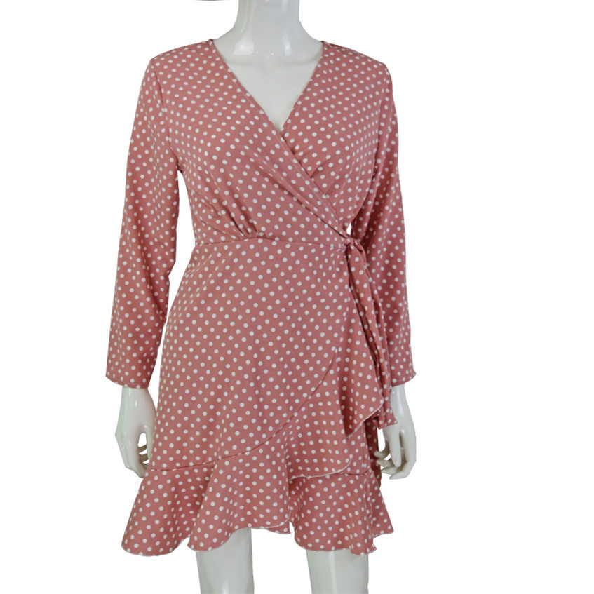 Popular Sexy Polka Dot Ruffled Irregular Asymmetric Autumn Clothing Dress 16 Popular Sexy Polka Dot Ruffled Irregular Asymmetric Autumn Clothing Dress