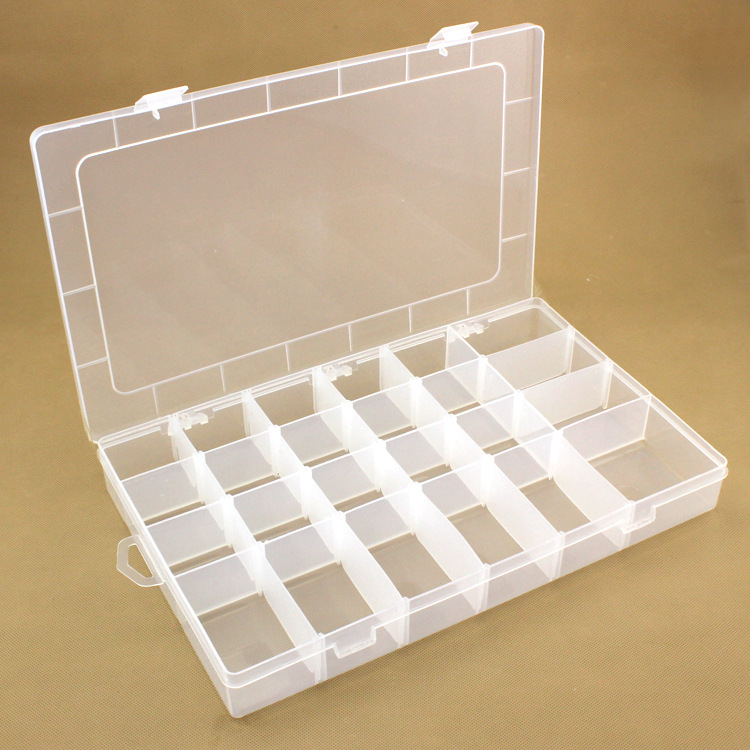 PP透明大24格塑料盒鱼钩渔具元器件整理盒首饰文具五金工具收纳盒