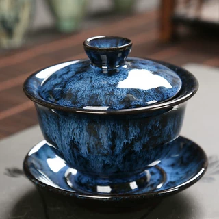批发建盏陶瓷三才盖碗茶杯大号容量功夫茶具泡茶碗家用天目茶盏