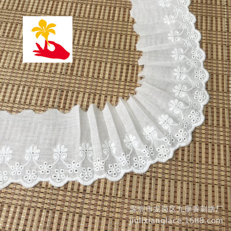 厂家直销棉布条码花边辅料刺绣裙边裙子衣服diy纯棉7厘米树叶花