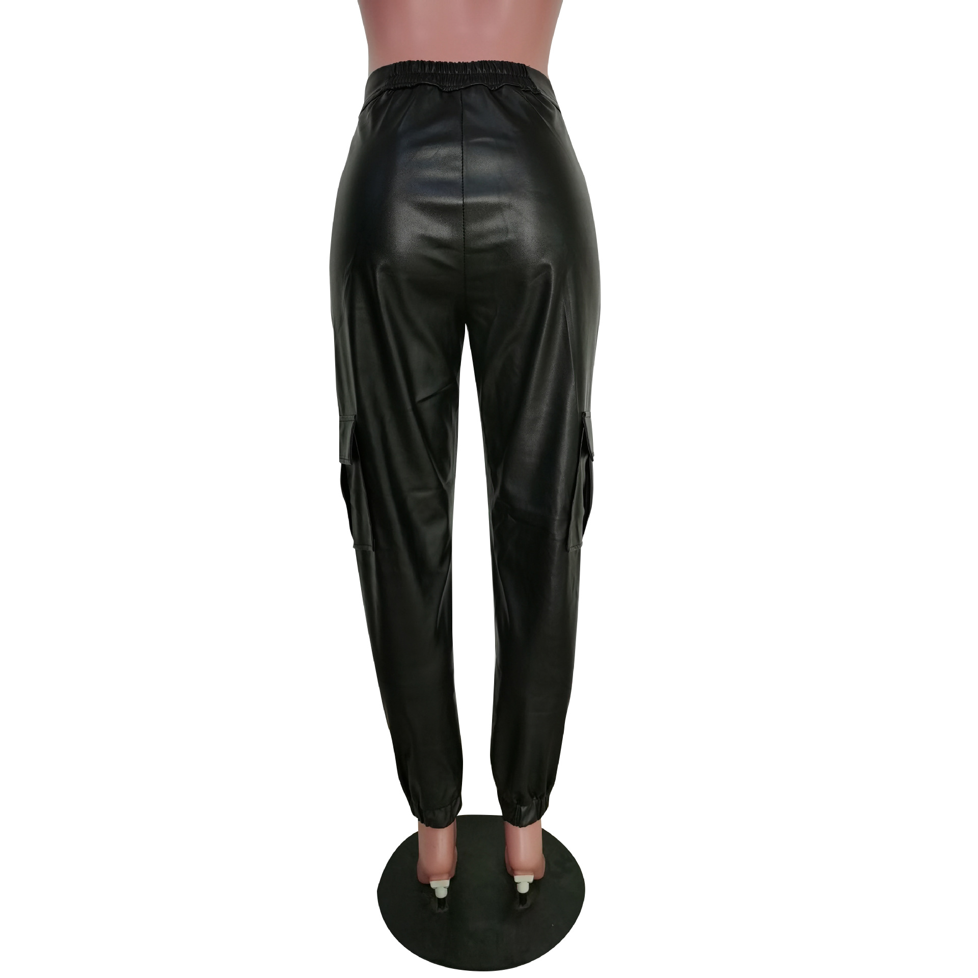 455g Weight Full Length Pants Length Pu Fabric Type Mid Waist Waist Line Jogger Pants Pants Type Micro-Elastic Elasticity Casual Occasion Regular Fit Fit Type Solid Color Pattern Spring, Autumn Season Women's Gender Zipper Design Streetwear Style Women's Casual Streetwear Solid Color Full Length Zipper Jogger Pants 25
