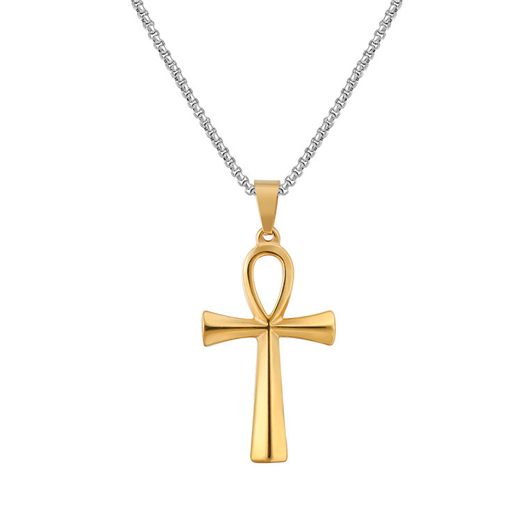 Pendant Jewelry Making Type 40*25mm Jewelry Making Size 18K Gold Plated Plating Material 1 Piece 40*25mm 304 Stainless Steel 18K Gold Plated Cross Polished Pendant
