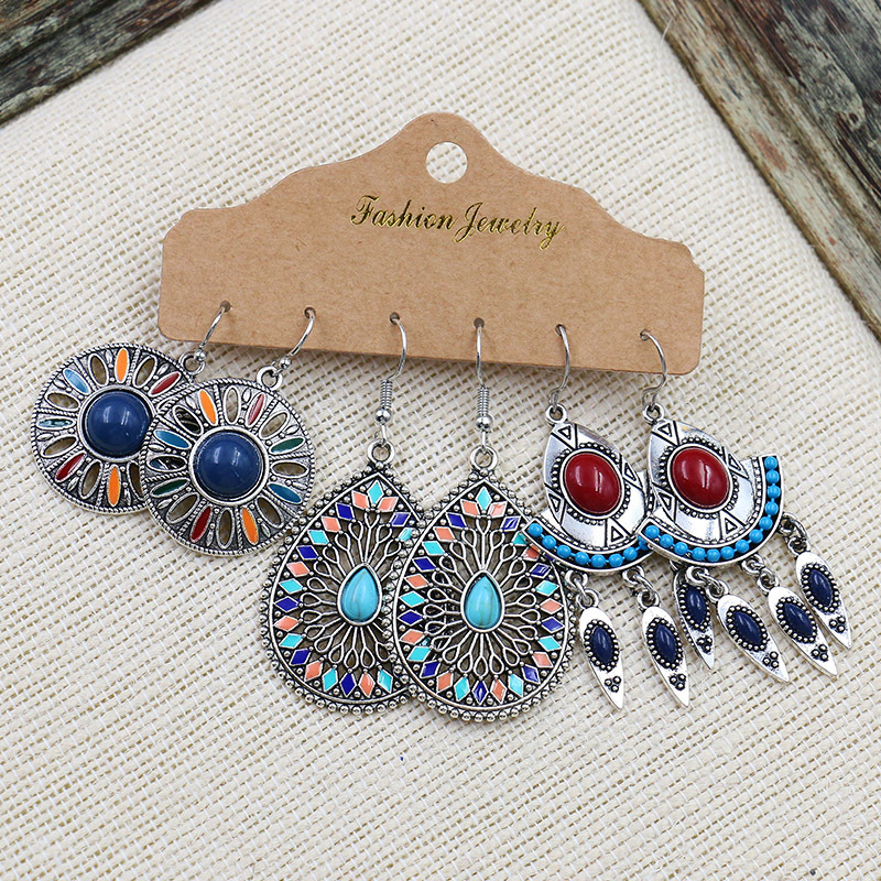 Vacuum Plating Gold Plating Process 1 Set Bohemian Geometric Plating Alloy Drop Earrings