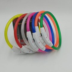 led發光寵物項圈光纖圓管充電春夏狗圈可裁剪充電式項圈批發