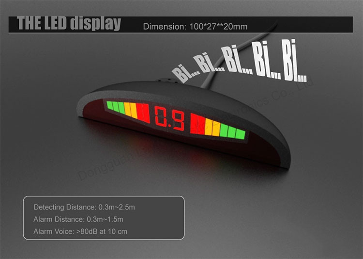 Source Manufacturer Car 4 Probe Reversing Radar Led Crescent Display Screen Human Language Alarm