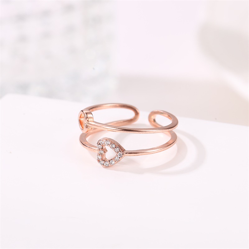 New Fashion Love Zircon Ring Simple Hollow Open Ring Wholesale Nihaojewelry display picture 4