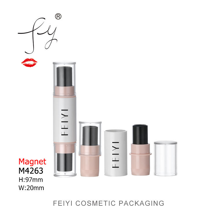 可爱新款双头口红管 带磁铁圆状两用遮瑕膏管 唇膏管 M4263
