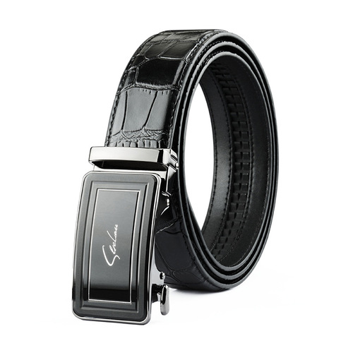 High-end men's crocodile leather belt business genuine leather personalized crocodile leather automatic buckle belt men's high-end pants belt