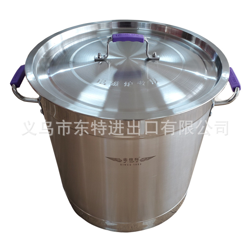 Stainless steel thickened European-style soup pot, silicone handle composite bottom, gas induction cooker, universal soup pot, large-capacity stock bucket detail image 11