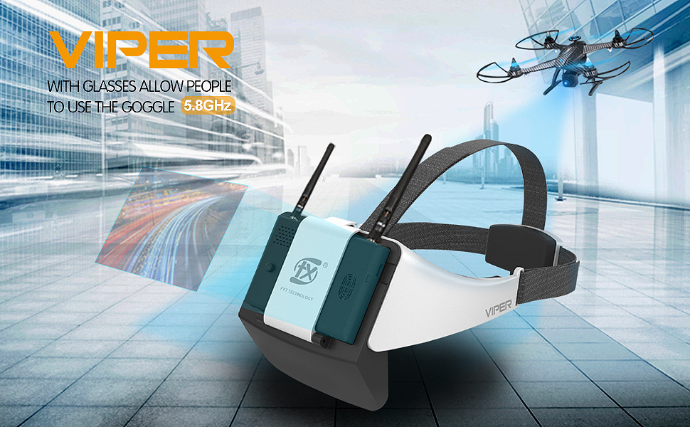 FXT Viper FPV Goggles 5.8GHz 40 CH Supports Video Glasses with Glasses