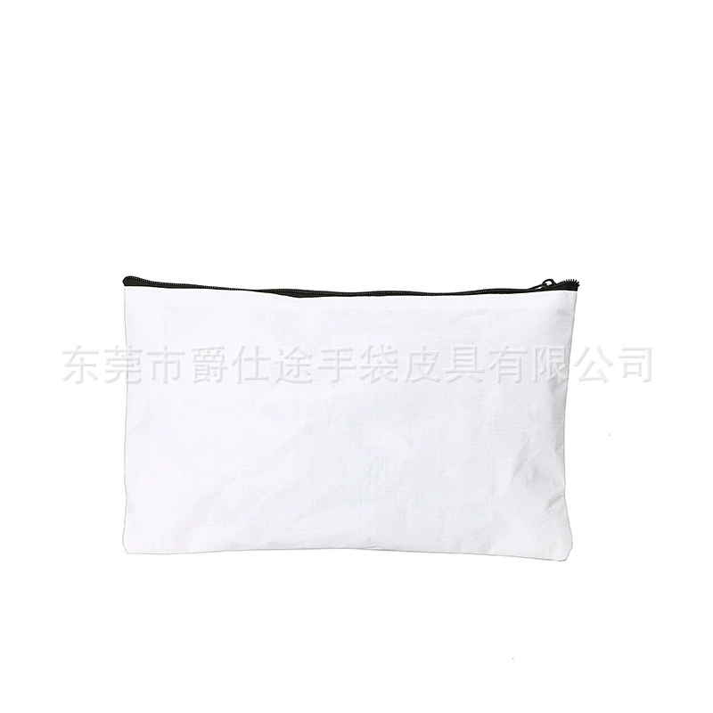 Корейский стиль универсальный клатч из ПЭ ткани белый экологически чистый тканый мешок на молнии водонепроницаемый ПЭ тканый мешок для хранения