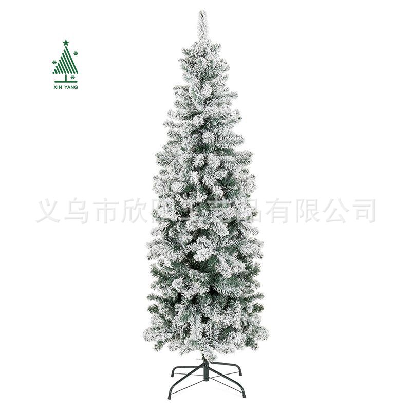 1.8米铅笔树 瘦身树 植绒圣诞树 雪花圣诞树 圣诞节撒粉圣诞树
