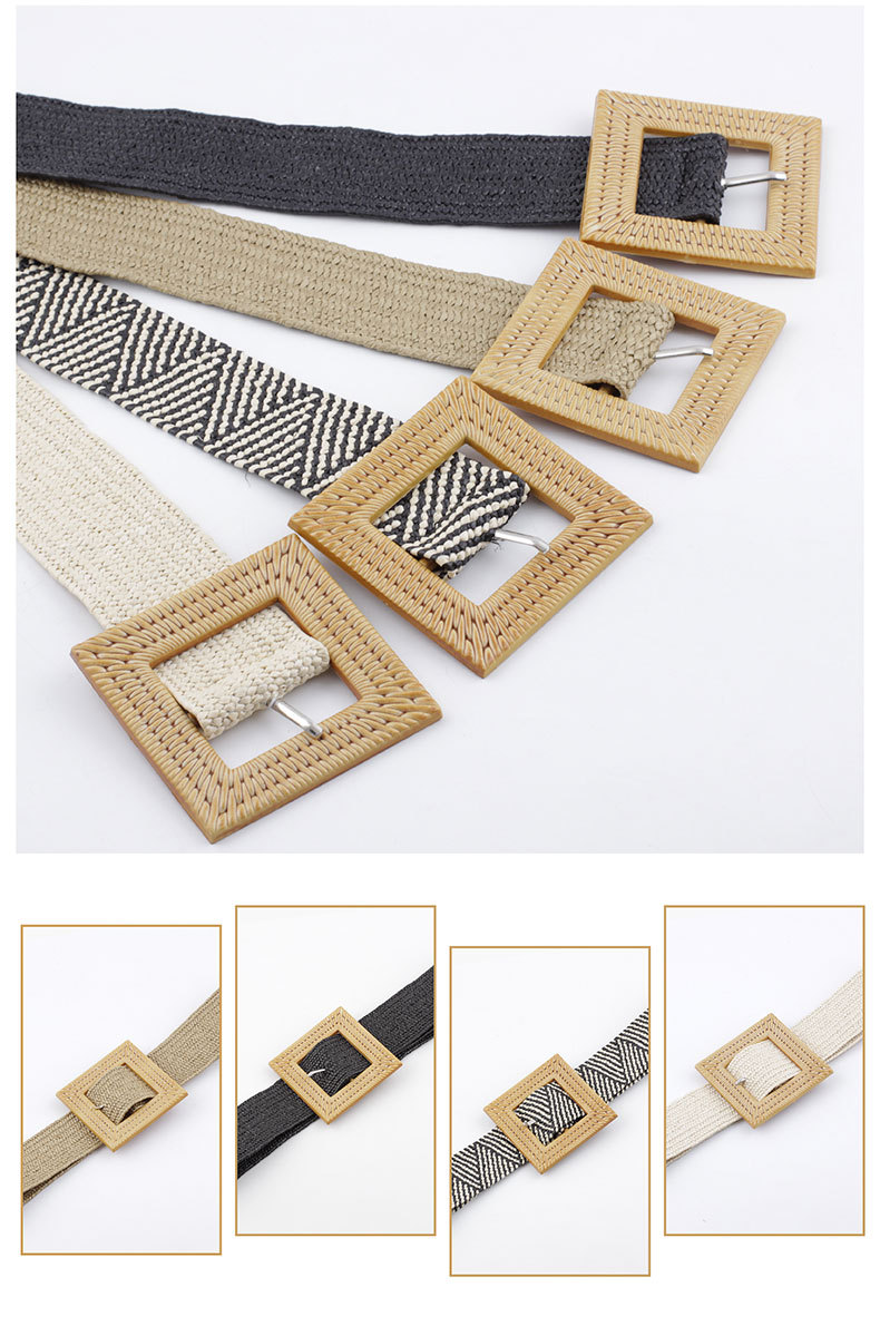 New Pp Straw Woven  Round Buckles Fashion Casual Decoration All-match Trousers Elastic Belt display picture 10