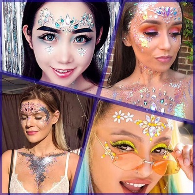 2020 new pattern Diamond paste Face stickers Cross border Selling Explosive money Kamen Dance Face Diamond paste diy Acrylic Eyebrows