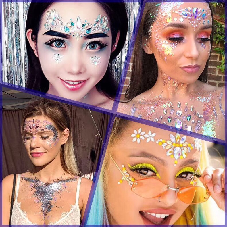 2020 new pattern Diamond paste Face stickers Cross border Selling Explosive money Kamen Dance Face Diamond paste diy Acrylic Eyebrows