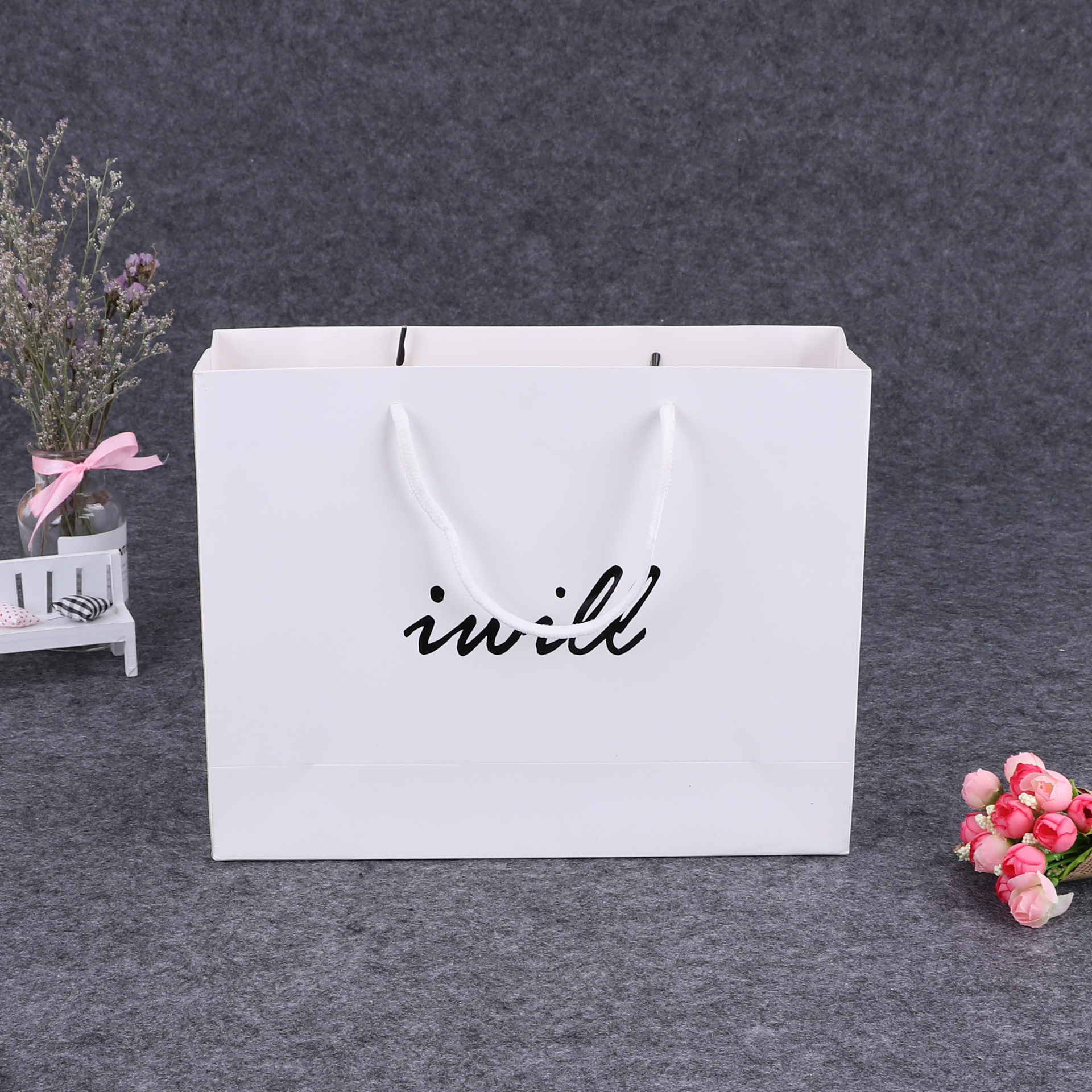 广告服装袋折叠包装袋购物手提袋礼品纸袋方底横款袋厂家批发定制