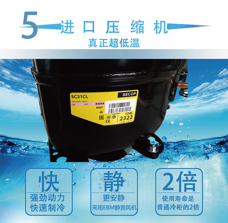 和利 -60低温保鲜柜DW-60W60卧式超低温保存箱金枪鱼