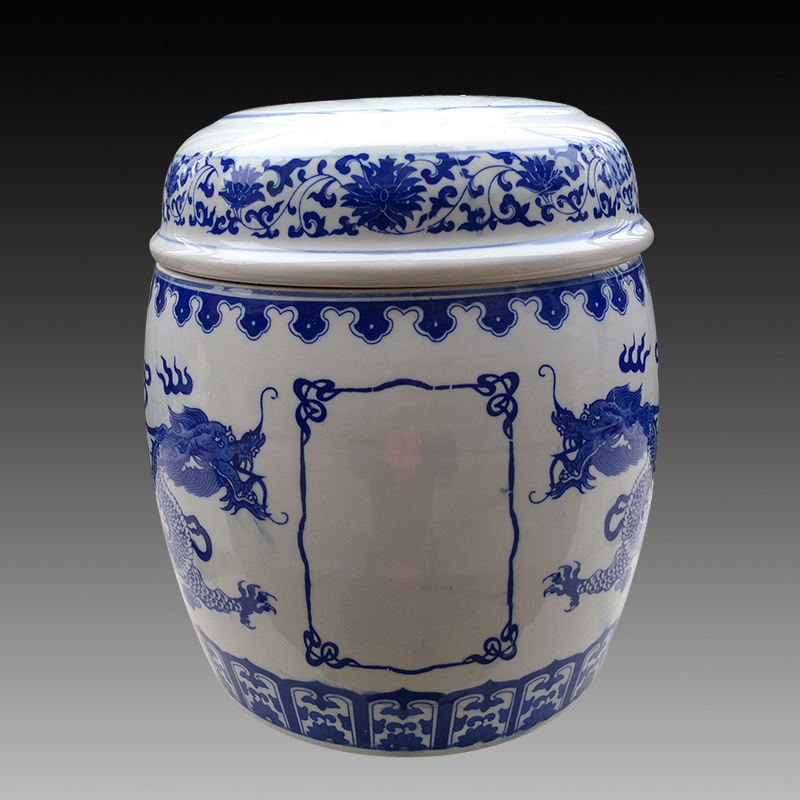 Blue and white ceramics Urn Cinerary urn Life Box Anticorrosive Qianfen funeral and interment Supplies Jingdezhen Double cover men and women currency