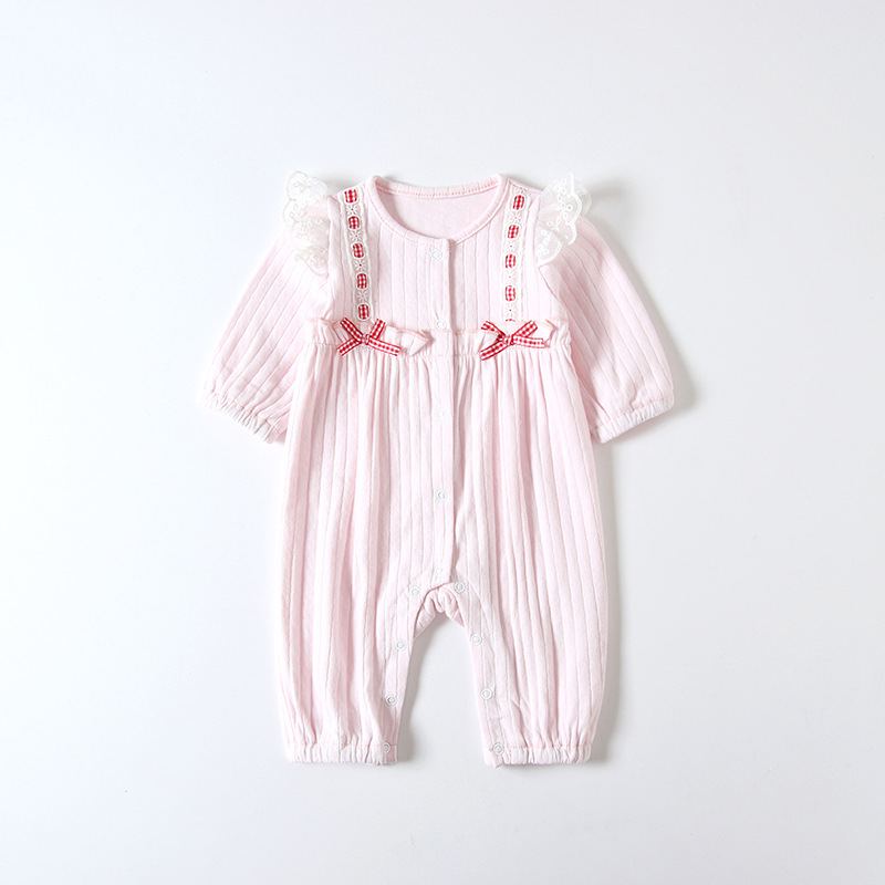 Spring 2020 newborn bowknot Harbin clothes climbing clothes idea9509 Korean one-piece baby clothes in stock