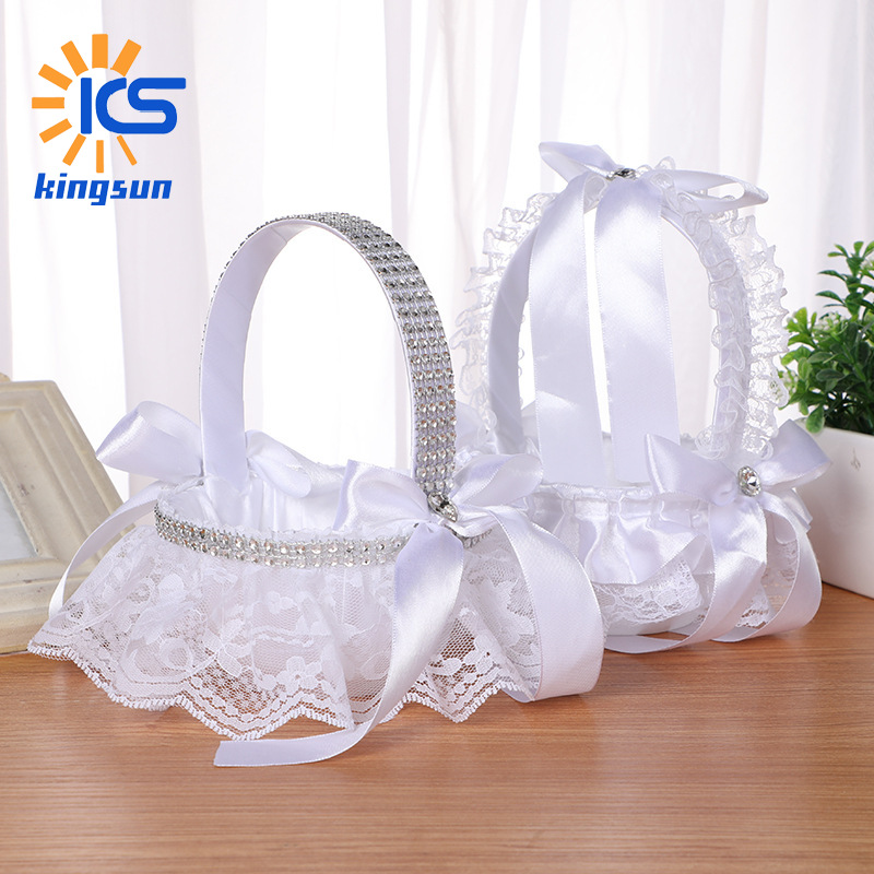 西式新款小花篮多款创意小号手提撒花花篮花童花篮婚庆用品批发