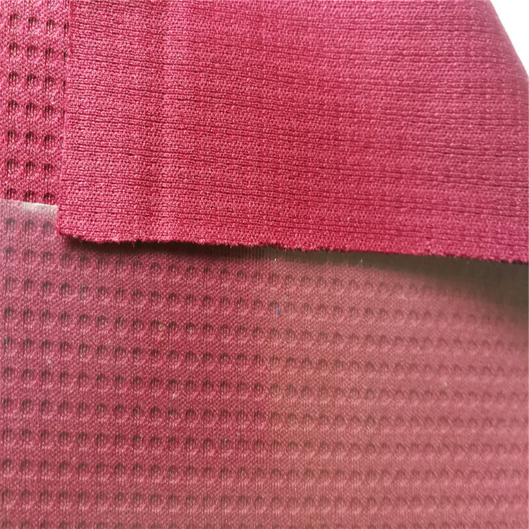 涤纶针织方格网眼布，方格提花网眼布，针织运动休闲服装面料
