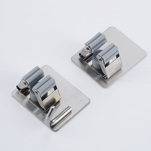 Mop rack no punching 304 stainless steel mop hook clip kitchen bathroom toilet broom storage clip wall hanging