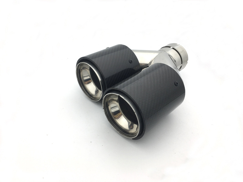 Suitable for BMW double titanium black carbon fiber tail throat 3 Series 5 series exhaust pipe modification M standard carbon fiber manufacturer