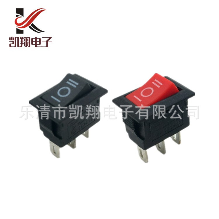 厂家供应船型开关KCD11防水翘板开关10*15实心红三脚三档船型开关